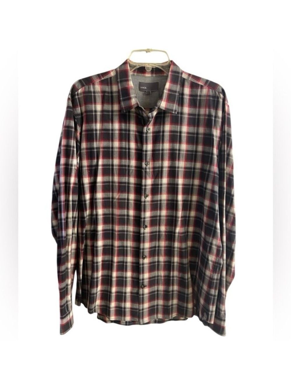 Vince Red and Black Plaid Casual Shirt men XL